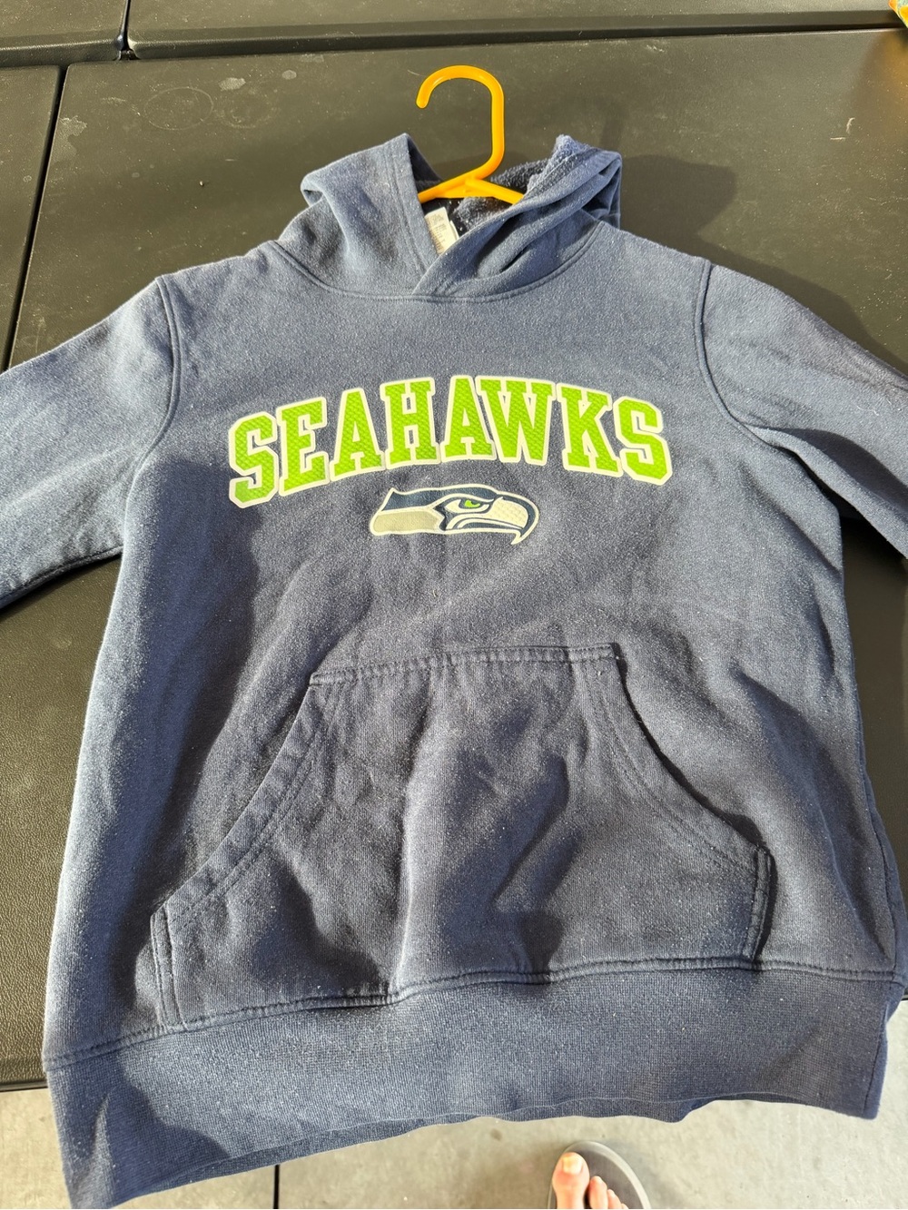 NFL Youth Navy Hoodie with Bright Green Team Lettering